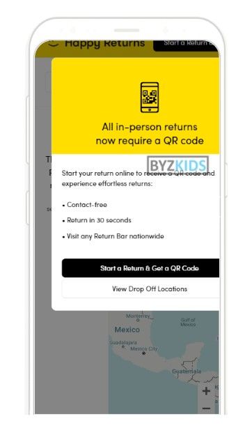 Happy Returns app screen