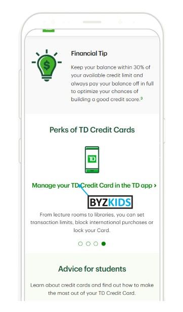 TD Bank app screen