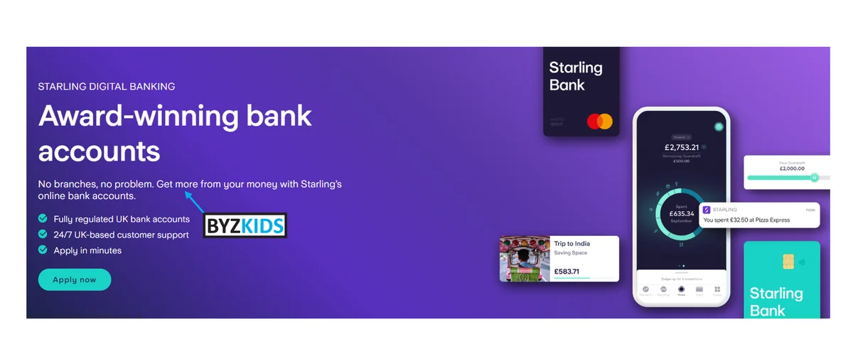 Starling bank app screen