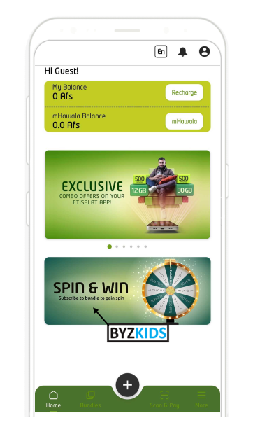 Etisalat app screen