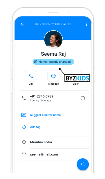 Truecaller app screen