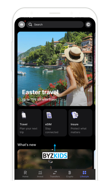 Revolut app screen