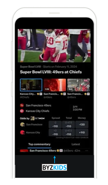 X app screen