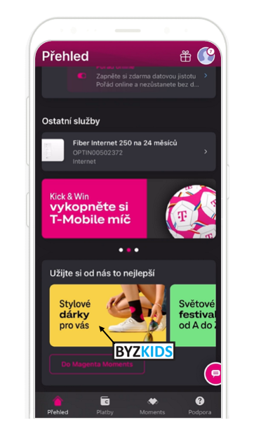 Muj TMobile app screen
