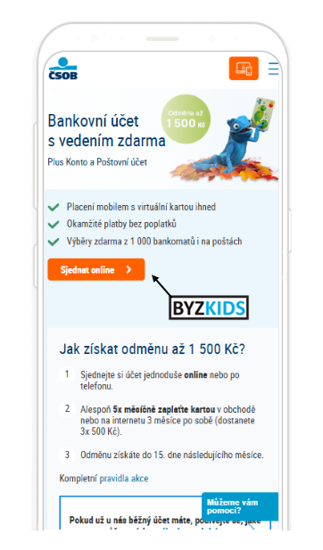 ČSOB Smart app screen