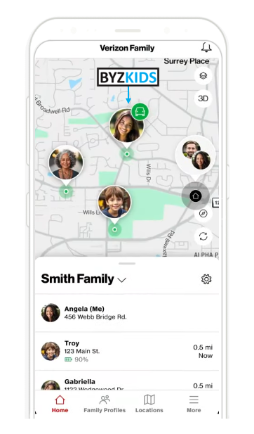 Verizon family app screen