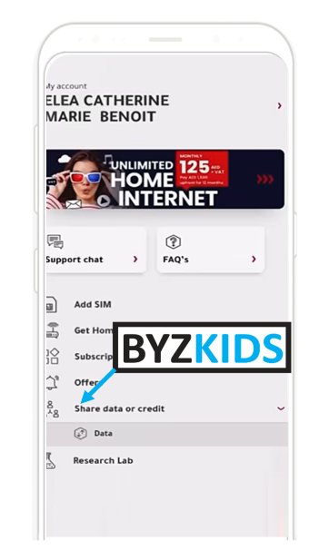 Virgin Mobile app screen