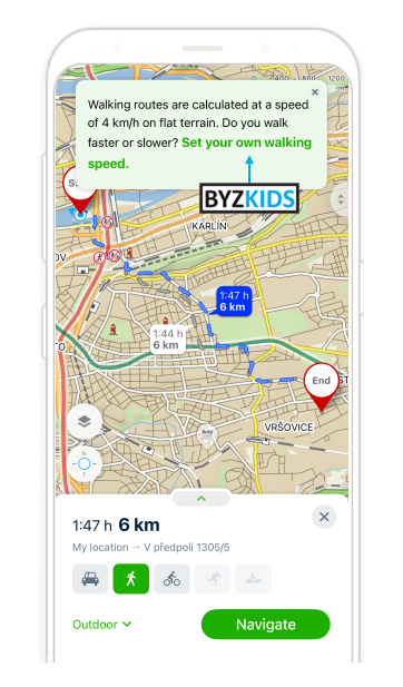 Mapy.cz app screen