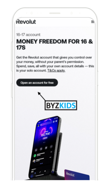 Revolut app screen