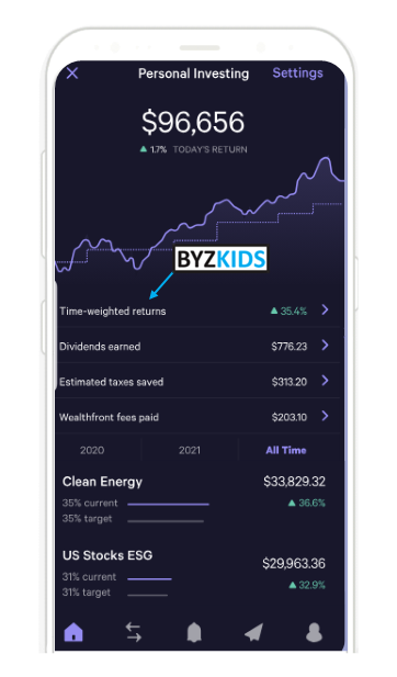 Wealthfront app screen