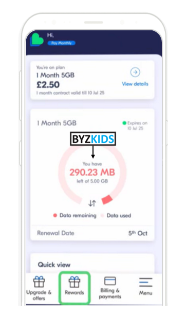 Lyca app screen