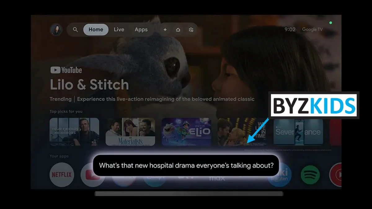 Google TV app screen