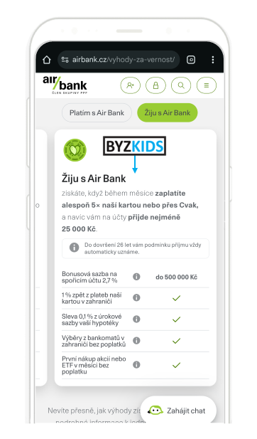 Ziju s Air Bank: Conditional Rewards, screen 2 of 5