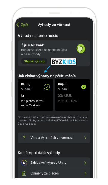 Ziju s Air Bank: Conditional Rewards, screen 3 of 5