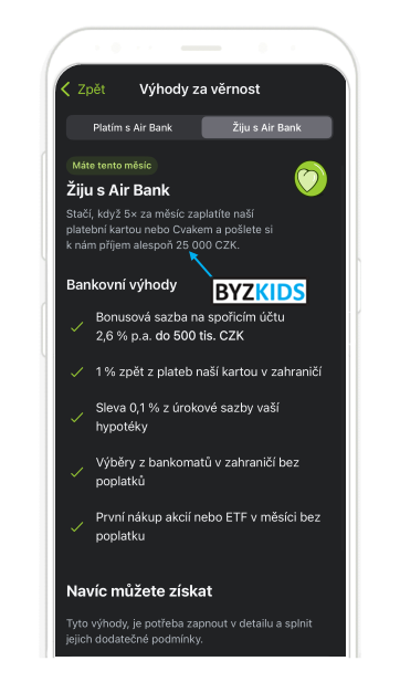 Ziju s Air Bank: Conditional Rewards, screen 4 of 5