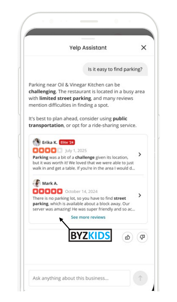 Yelp app screen