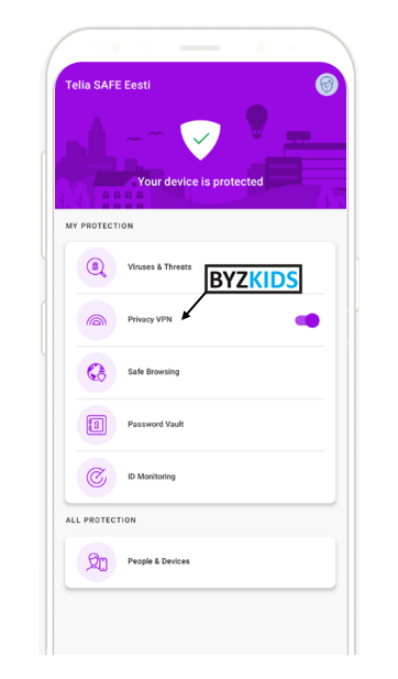 Telia app screen