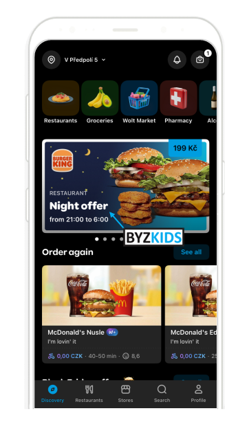 Wolt app screen