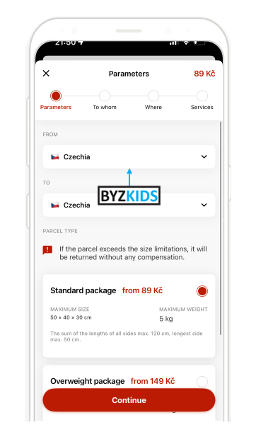 Packeta App app screen