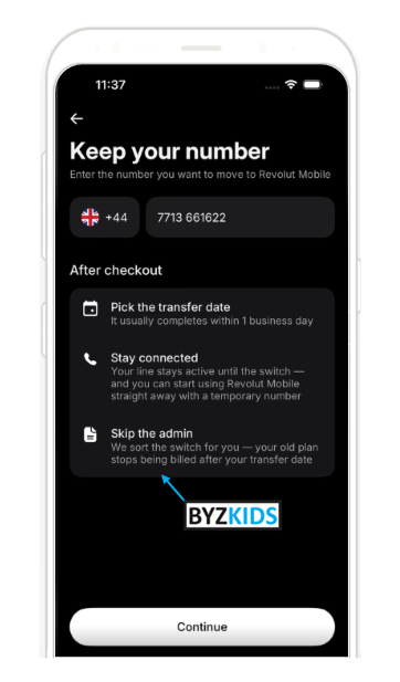 Revolut: Simplified onboarding, screen 3 of 9