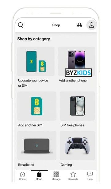 My EE app screen