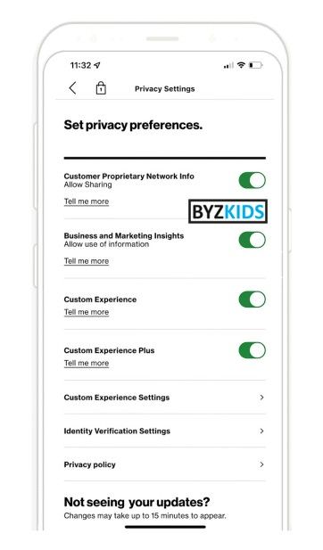 Verizon app screen