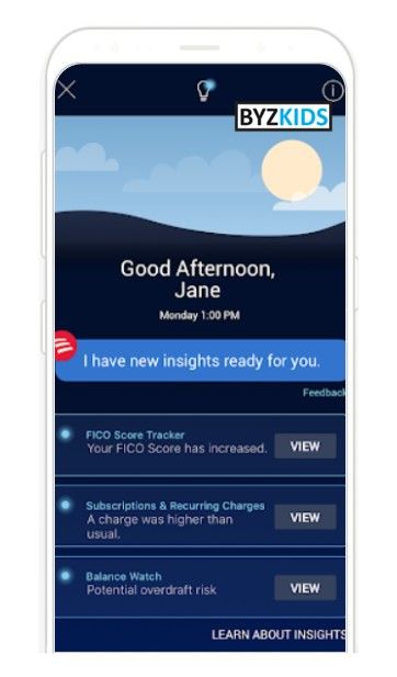 Bank of America app screen