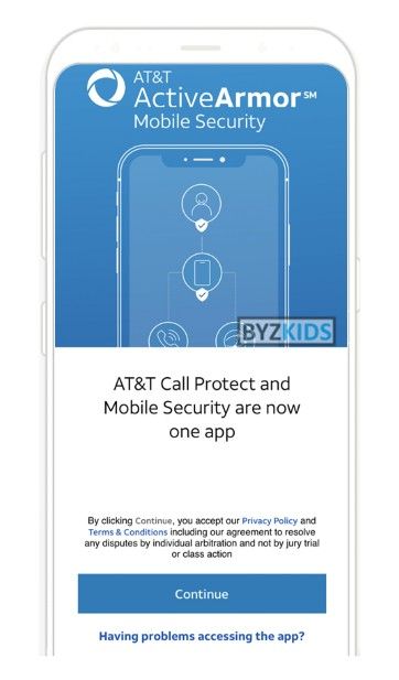 AT&T app screen