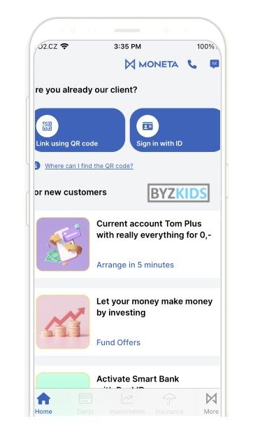 Moneta app screen