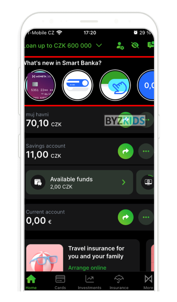 Moneta app screen