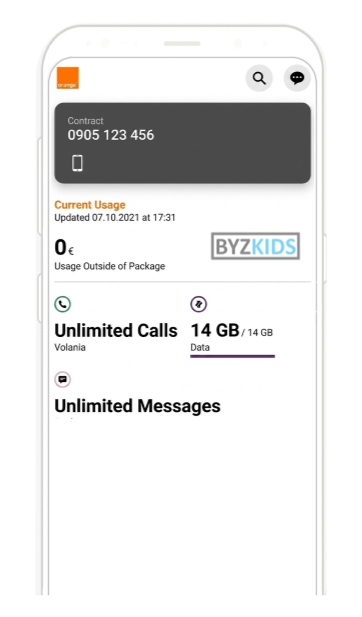 Orange SVK app screen
