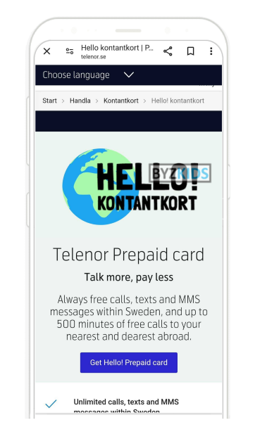 Telenor app screen