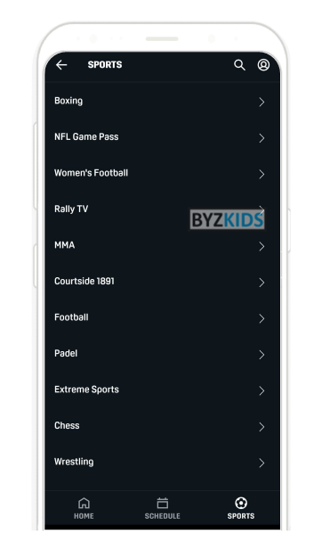 DAZN app screen