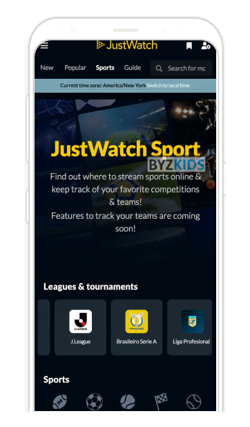JustWatch app screen