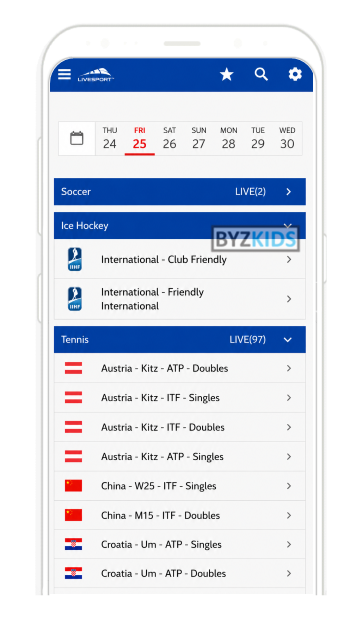 LiveSportTV app screen