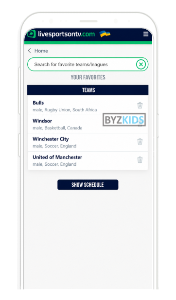 LiveSportsOnTV app screen