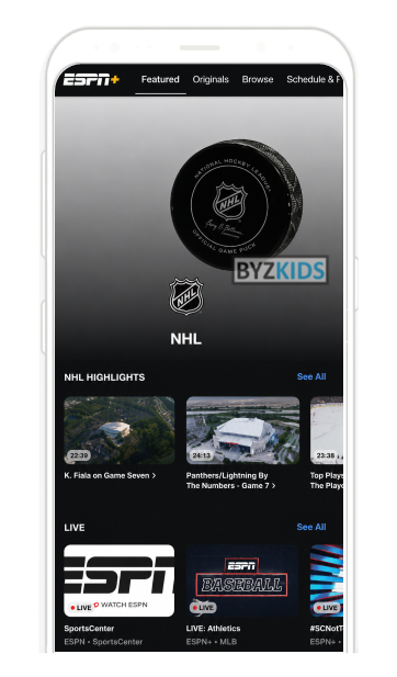 ESPN+ app screen
