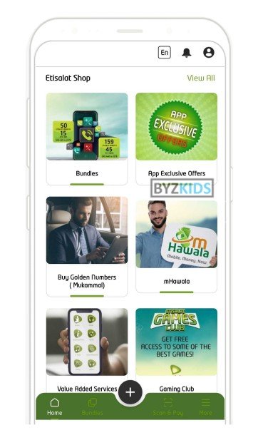 Etisalat AFG app screen