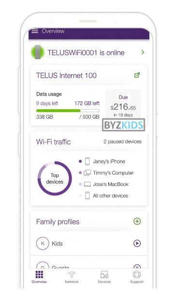 Telus app screen
