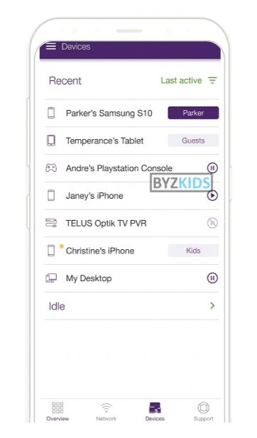 Telus app screen