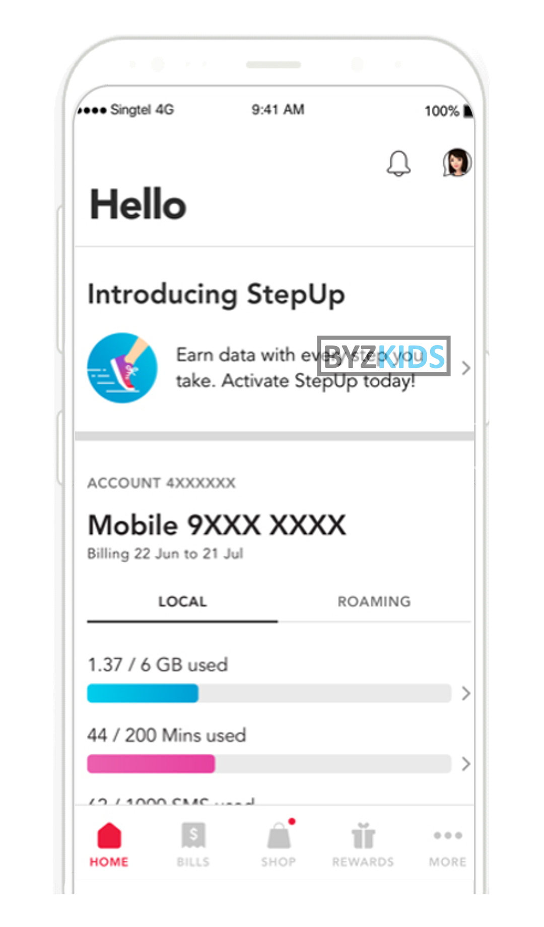 Singtel App app screen