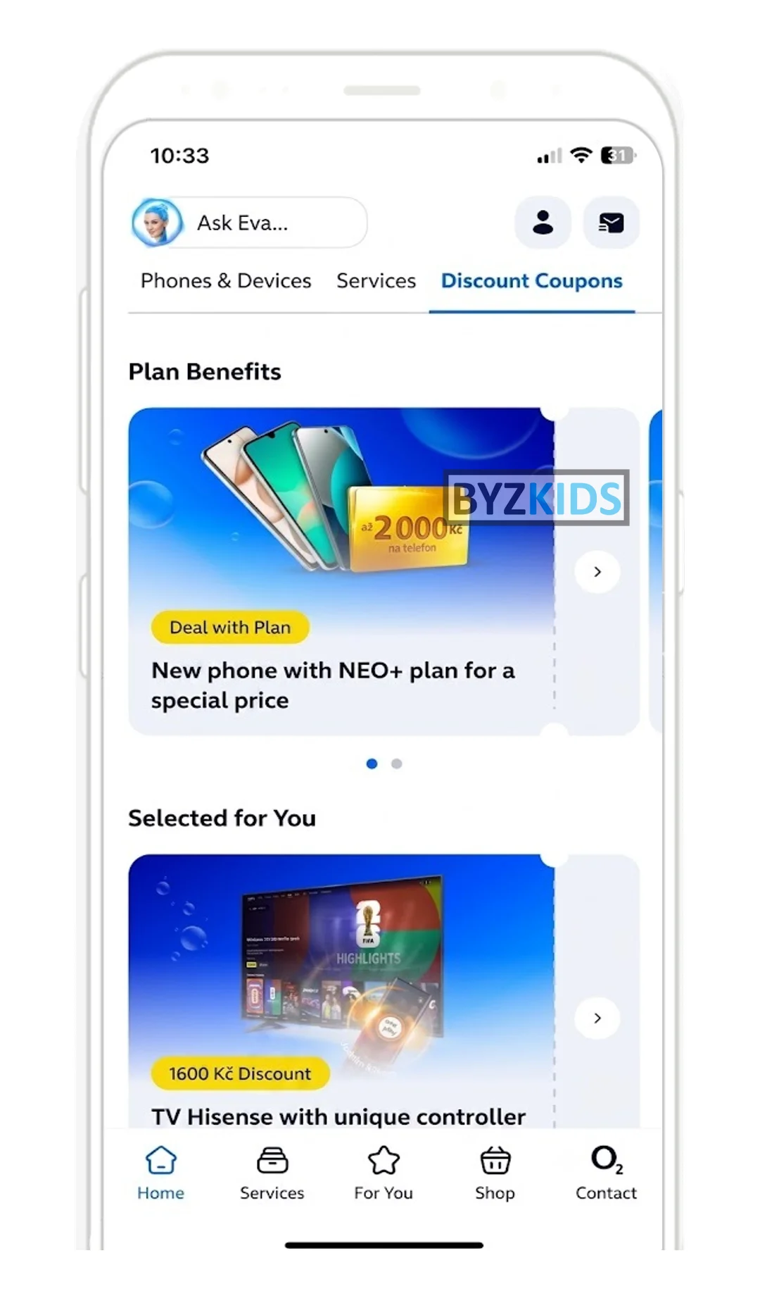 O2 CZE app screen