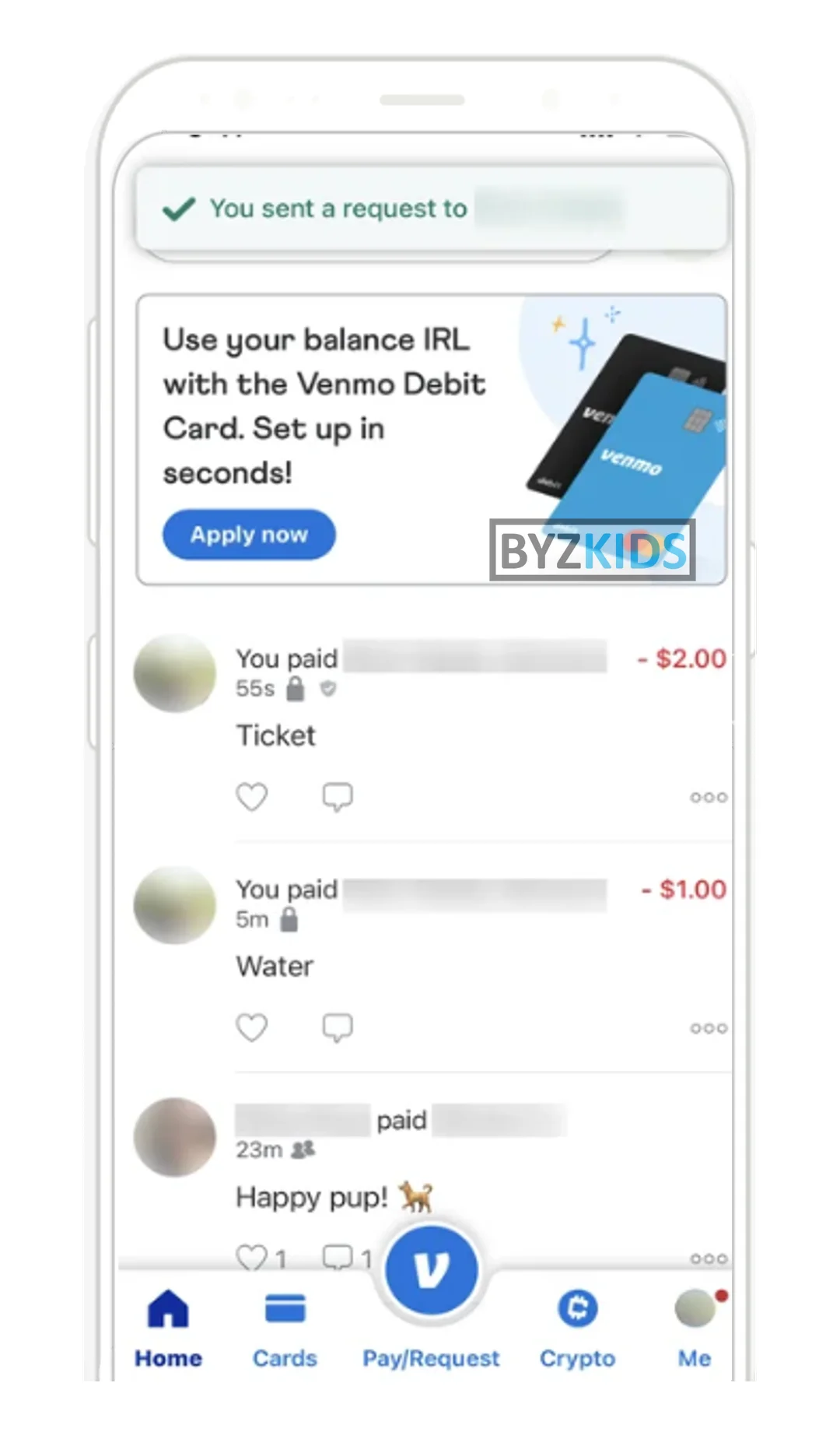 Venmo app screen