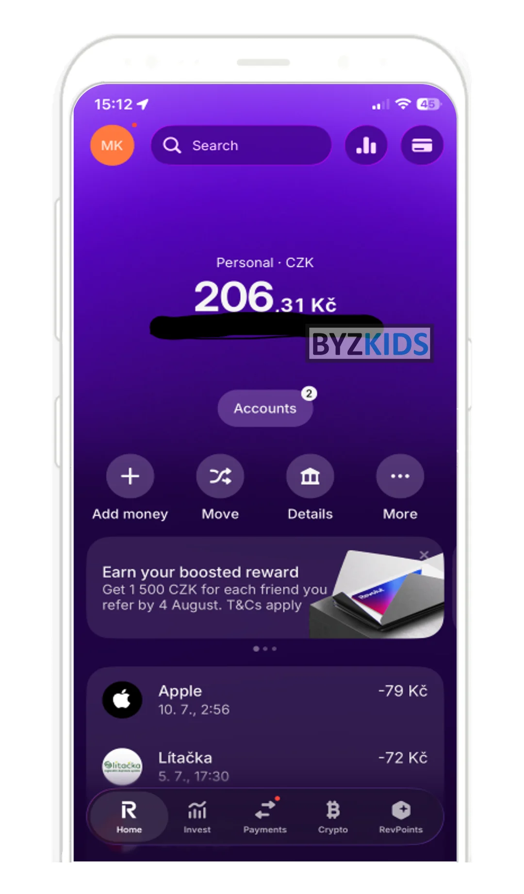 Revolut app screen
