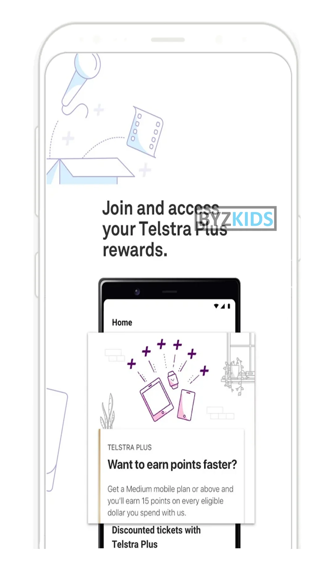 Telstra App: Four-tier points loyalty program with rewards redemption