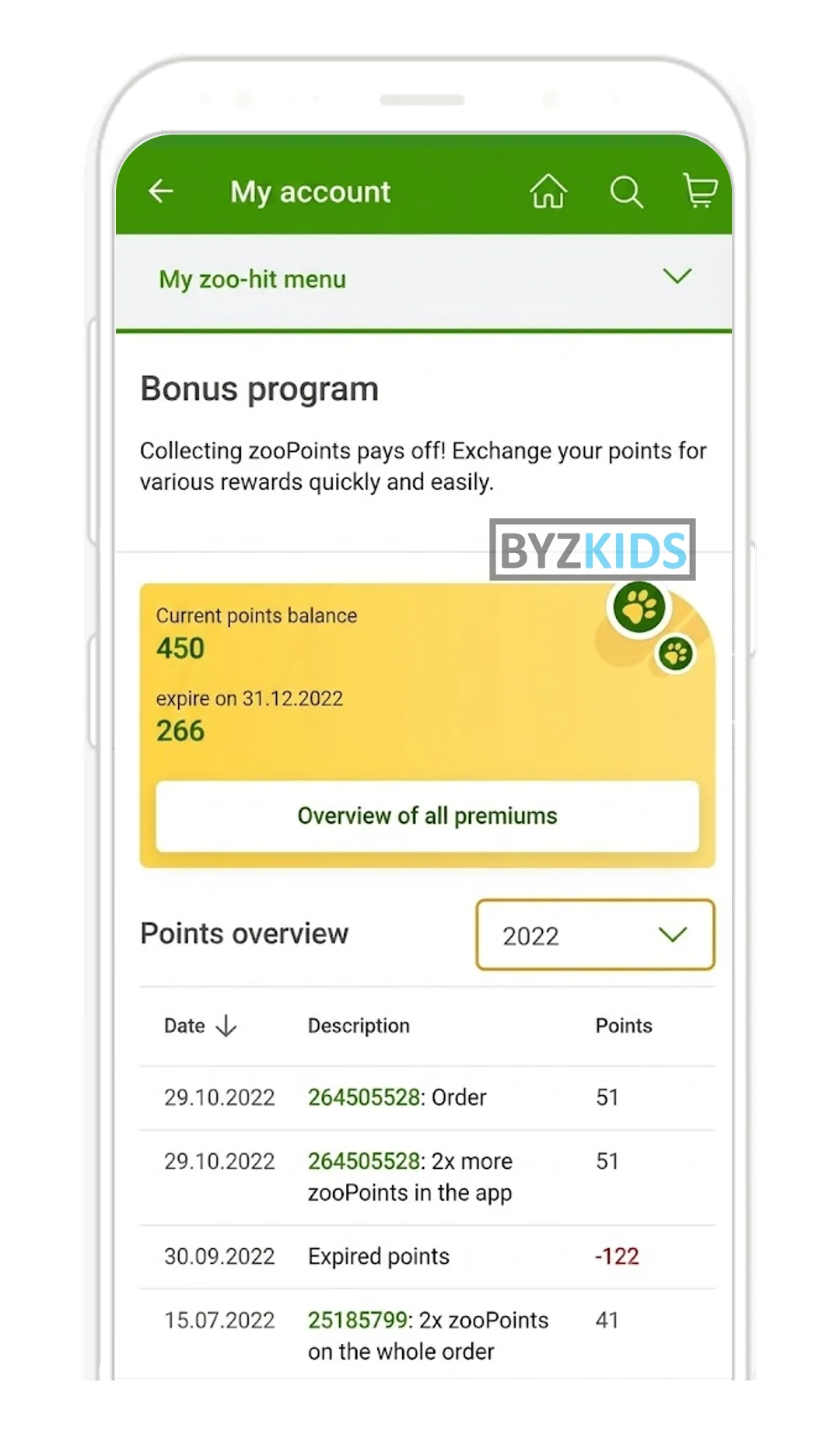 Zoohit app screen