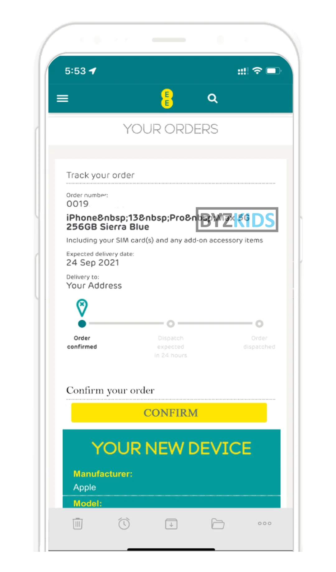 EE App app screen