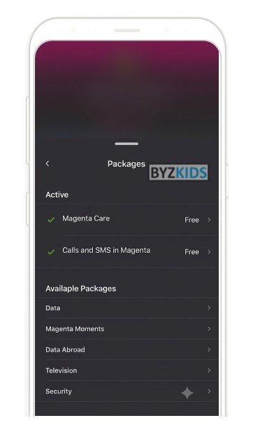 T-Mobile CZE app screen