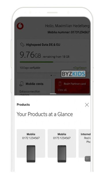 My Vodafone app screen