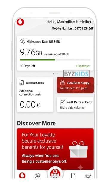 Vodafone DE app screen